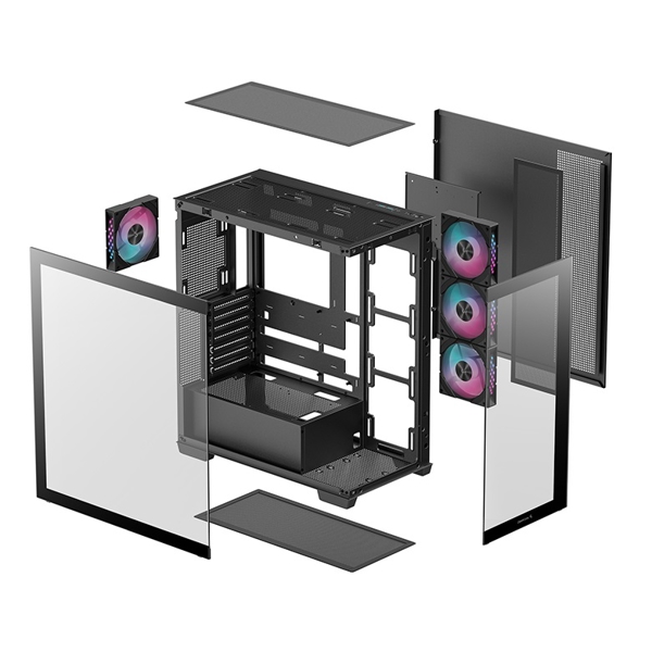 ქეისი Deepcool CG580 4F, Computer Case, MidT, ITX, Micro-ATX, ATX, USB3.0×2, Audio, Black