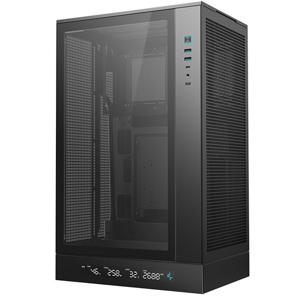 Computer Case DeepCool CH270 DIGITAL, MiniT, Mini-ITX, Micro-ATX, USB3.0×2, Type-C, Audio/Mic, Black