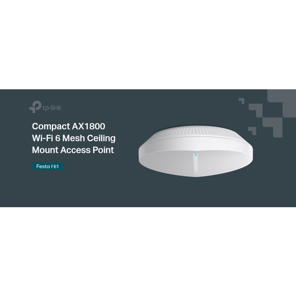 როუტერი Tp-Link Festa F61 AX1800, 1201 Mbps, Ceiling Mount Wi-Fi 6 Access Point, White