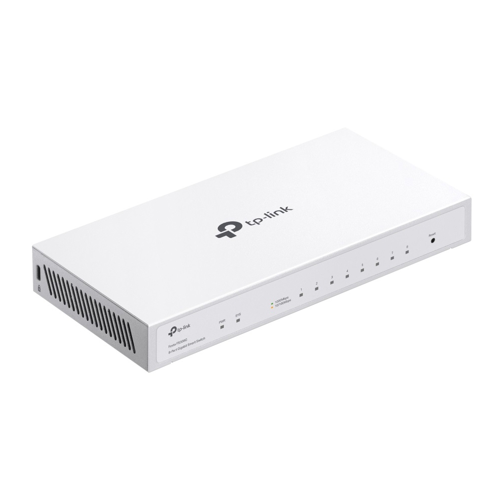 სვიჩი TP-Link Festa FS308G, 8-Port Gigabit, PoE+ Smart Switch, White