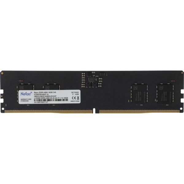 ოპერატიული მეხსიერება Netac NTBSD5P48SP-16, RAM 16GB, DDR5 U-DIMM, 4800MHz