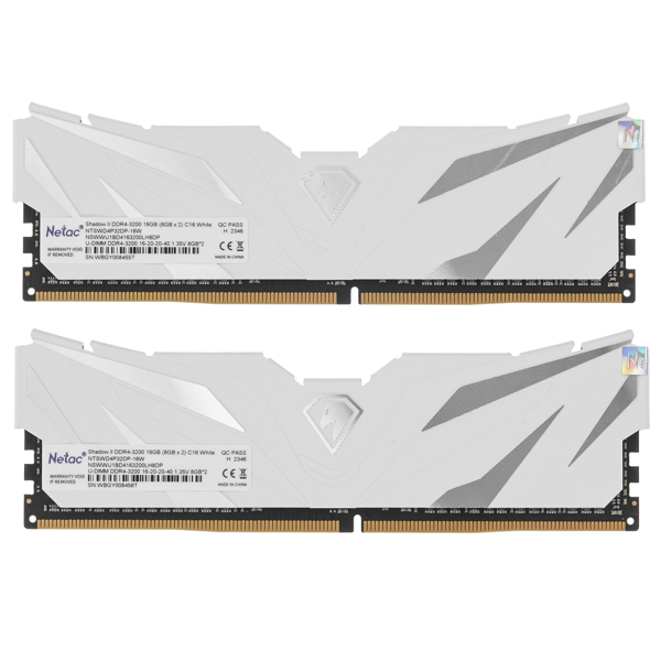 ოპერატიული მეხსიერება Netac NTSWD4P32DP-16W Shadow II, RAM 16GB, DDR4 U-DIMM, 3200 MHz