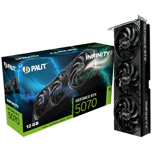 ვიდეო დაფა Palit NE75070019K9-GB2050S Infinity 3, GeForce RTX5070, 12GB, 192bit, DP, HDMI, Black