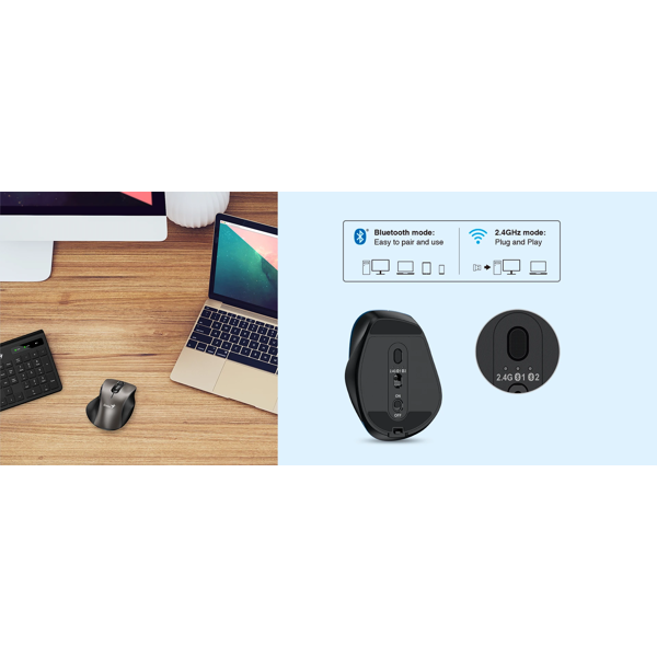 Mouse Genius Ergo 9000S, Wireless, Bluetooth, USB, Black