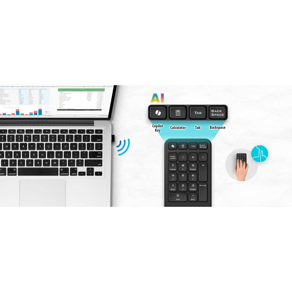 კლავიატურა Genius NumPad 1000, Wireless, USB, Portable Numberpad, Black