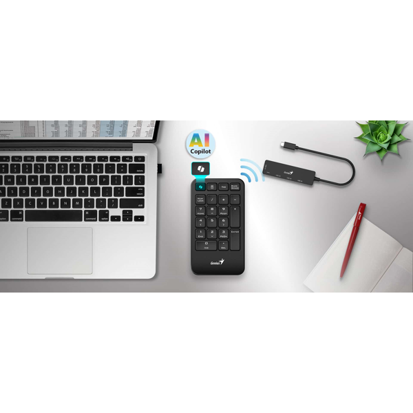 კლავიატურა Genius NumPad 1000, Wireless, USB, Portable Numberpad, Black
