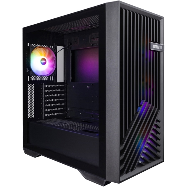 ქეისი 1STPLAYER 1STPLR-FD8-BK-4F7, Computer Case, MidT, mini-ITX, micro-ATX, 2xUSB3.2, 2xUSB-C, 3.5 mm, Black