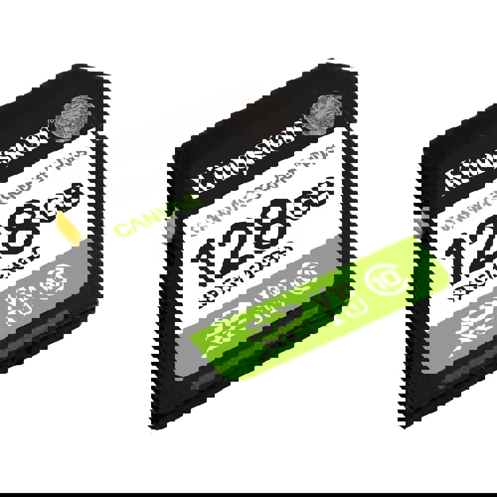 მეხსიერების ბარათი Kingston SDS3/128GB Canvas Select Plus, 128GB, SDXC, C10, UHS-I, U1, Black