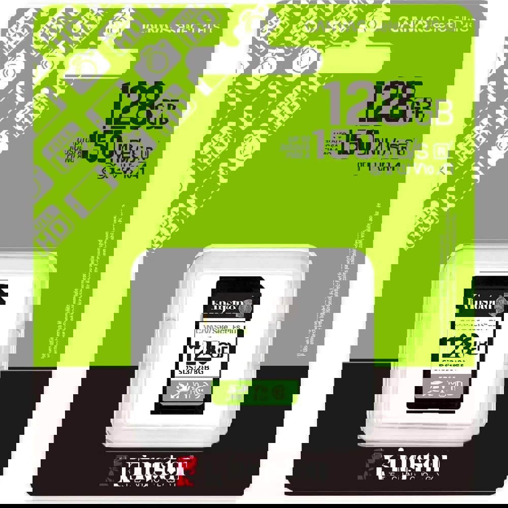 Memory Card Kingston SDS3/128GB Canvas Select Plus, 128GB, SDXC, C10, UHS-I, U1, Black