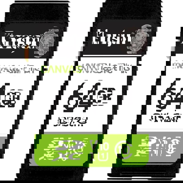 მეხსიერების ბარათი Kingston SDS3/64GB Canvas Select Plus, 64GB, SDXC, C10, UHS-I, U1, Black