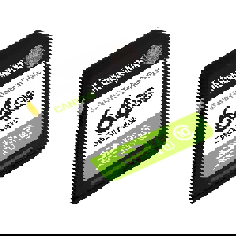 Memory Card Kingston SDS3/64GB Canvas Select Plus, 64GB, SDXC, C10, UHS-I, U1, Black