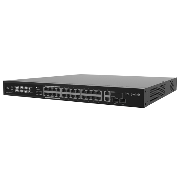 სვიჩი Uniview NSW2020-24T2GC-POE-IN, 24-Port Gigabit, PoE+ Switch, Black