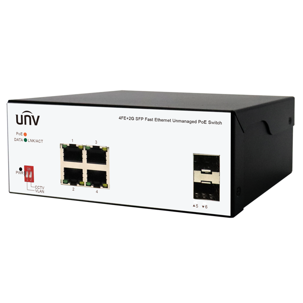 სვიჩი Uniview ISW2000-4T2GP-POE-IN, 4-Port, Switch, Black