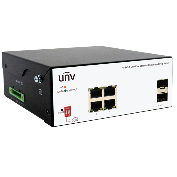 სვიჩი Uniview ISW2000-4T2GP-POE-IN, 4-Port, Switch, Black