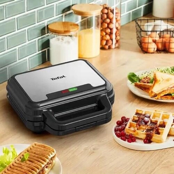 სენდვიჩის აპარატი Tefal SW383D10, 700W, Sandwich Maker, Black/Silver