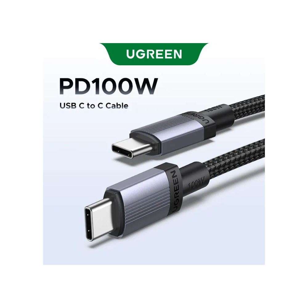 Type-C to Type-C Cable UGREEN L528 (65832), 100W, 1m, Grey/Black