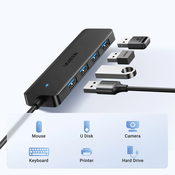 USB ჰაბი UGREEN CM219 (35574), USB, HUB, Black