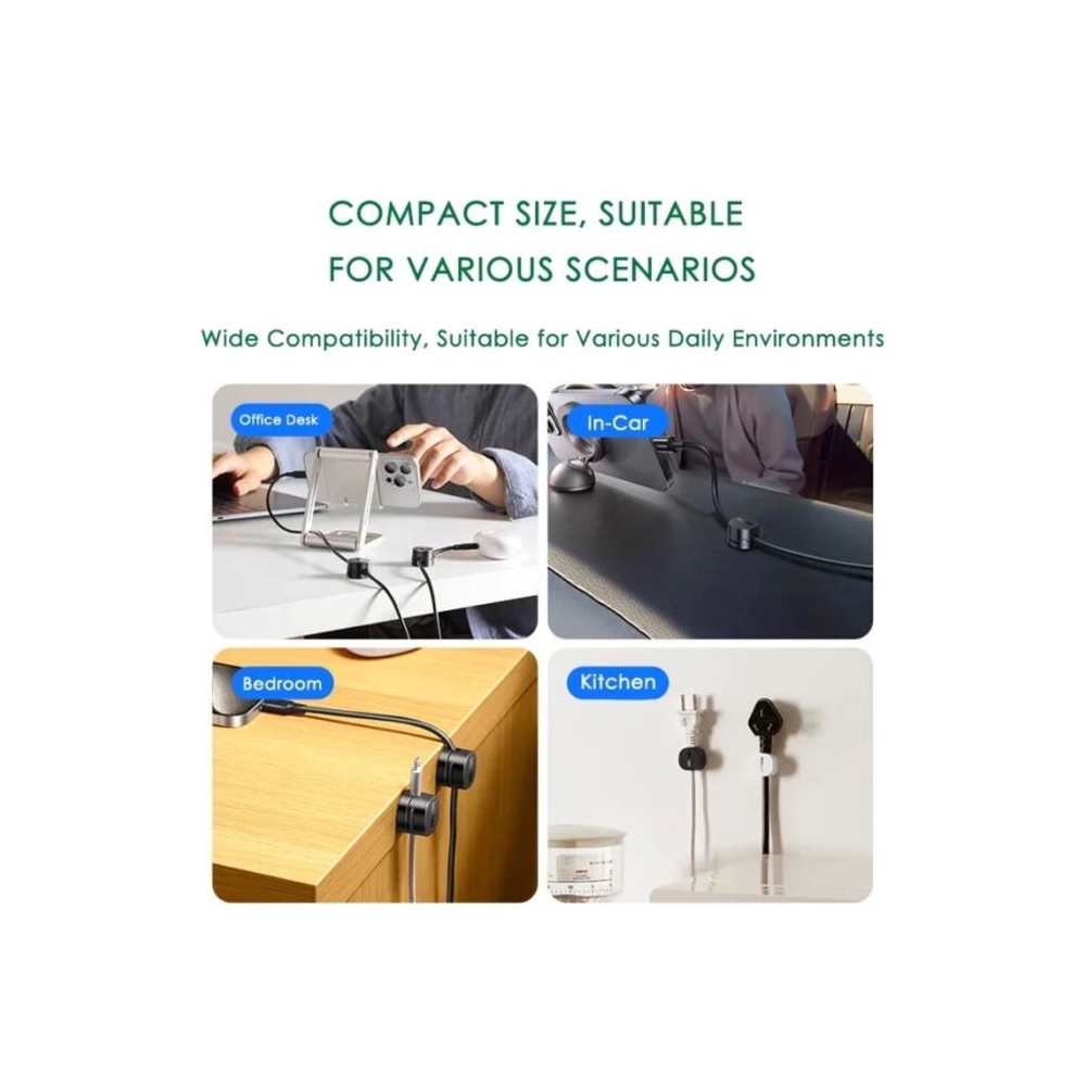 სადენების მაგნიტური ორგანაიზერი Ugreen LP886 (45797), 3Pcs, Magnetic Cable Organizer, Black