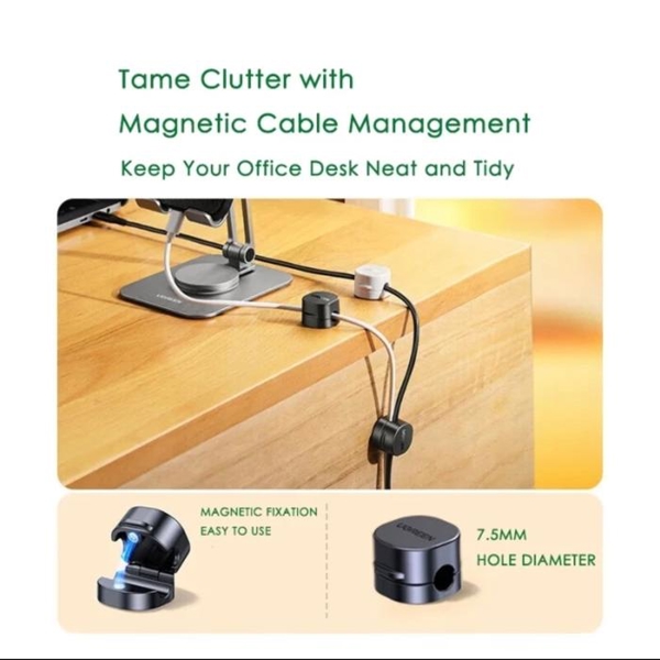Magnetic Cable Organizer Ugreen LP886 (45797), 3Pcs, Black