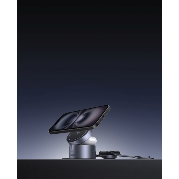 3in1 Wireless Charger UGREEN W712 (65148) Magflow Qi2.2, 15W, Grey