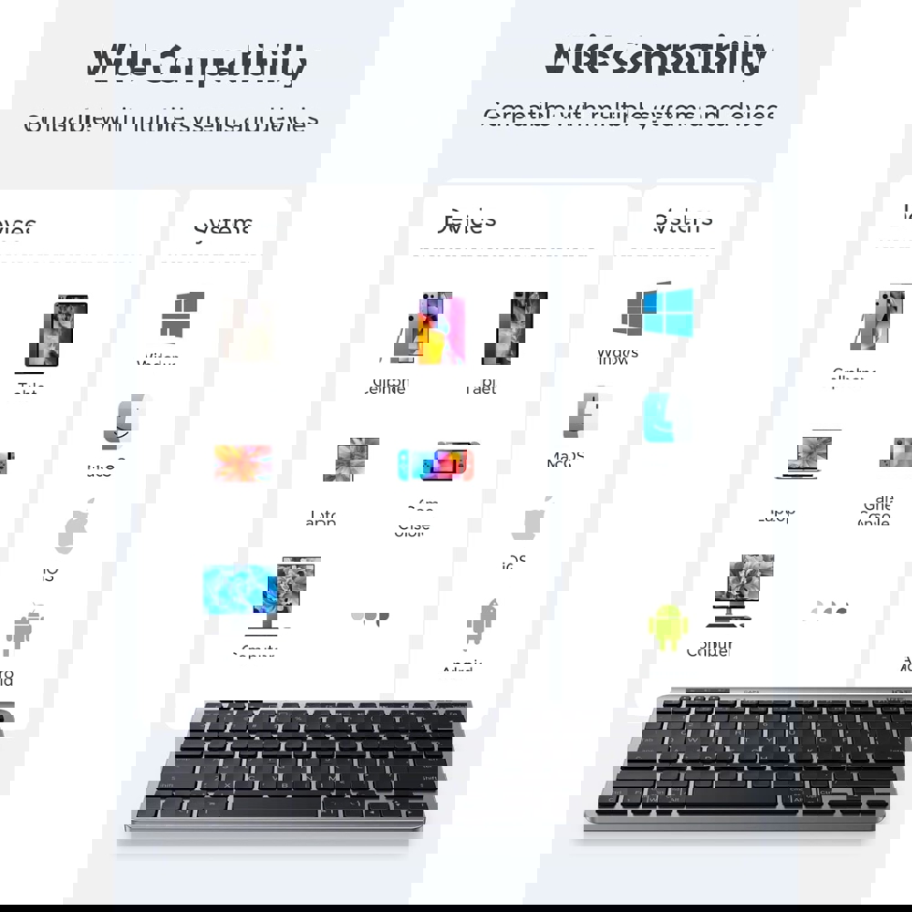 კლავიატურა UGREEN K551 (75049) Multi-mode, Wireless, Bluetooth, USB, Keyboard, Silver/Black