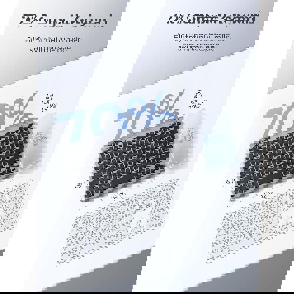 კლავიატურა UGREEN K551 (75049) Multi-mode, Wireless, Bluetooth, USB, Keyboard, Silver/Black