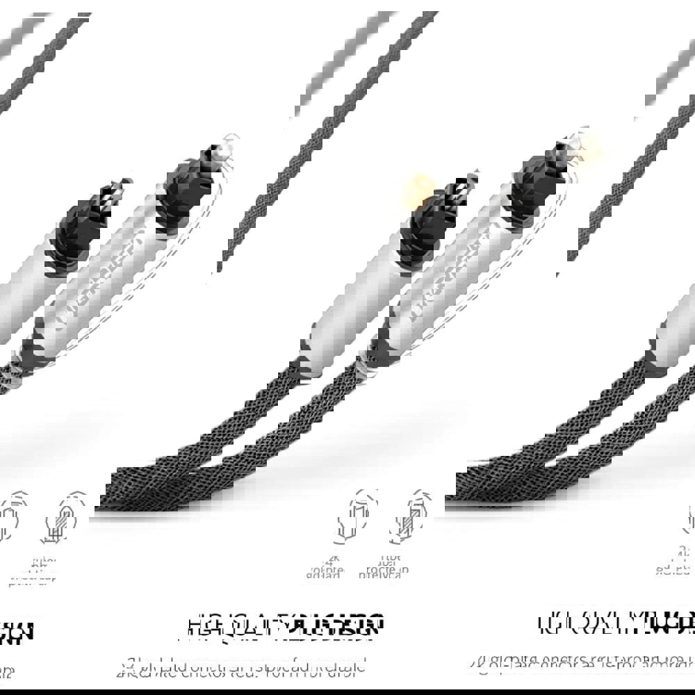 Toslink Optical Audio Cable UGREEN AV108 (10540), 2m, Black/Silver