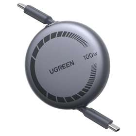 Type-C to Type-C PD Fast Charging Retractable Cable UGREEN L531 (65905), 100W, 1m, Grey/Black