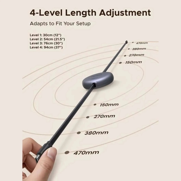 USB კაბელი UGREEN L531 (65905), 100W, Type-C to Type-C PD Fast Charging Retractable Cable, 1m, Grey/Black