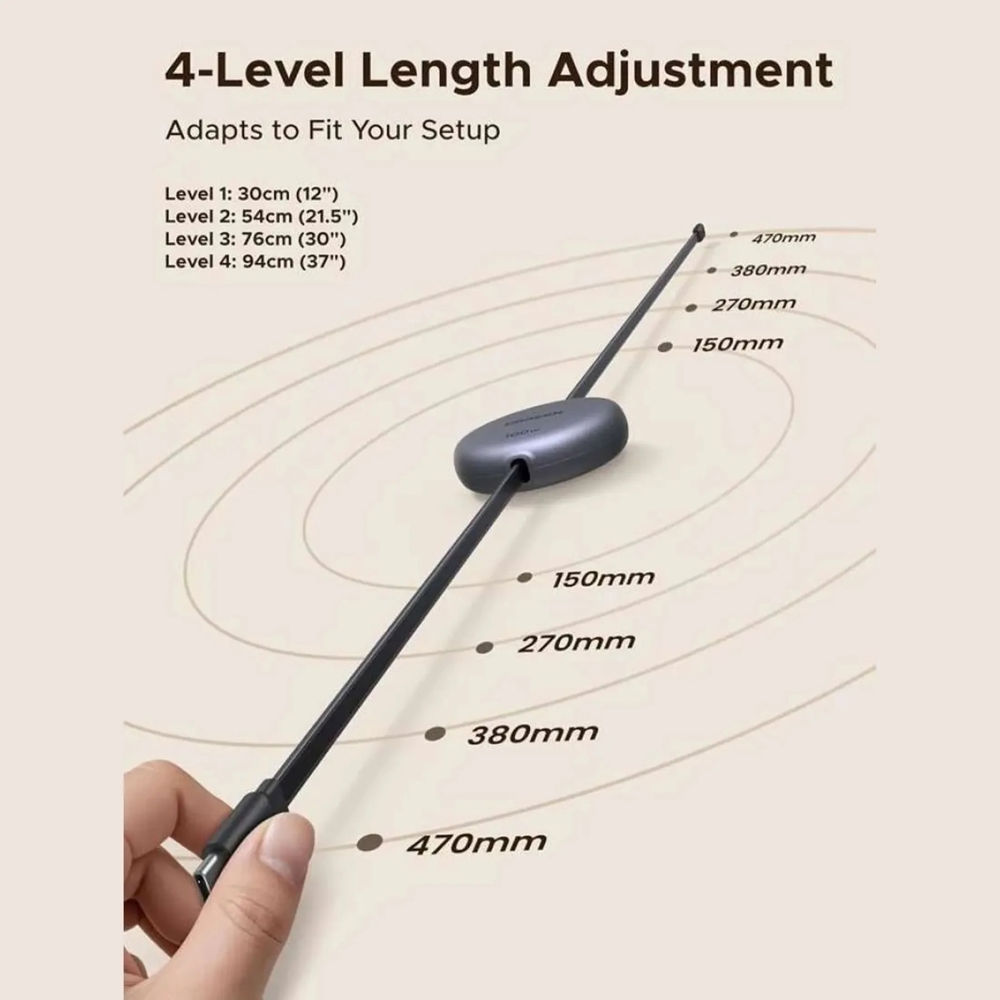 Type-C to Type-C PD Fast Charging Retractable Cable UGREEN L531 (65905), 100W, 1m, Grey/Black