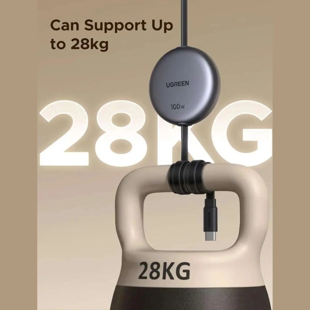 Type-C to Type-C PD Fast Charging Retractable Cable UGREEN L531 (65905), 100W, 1m, Grey/Black