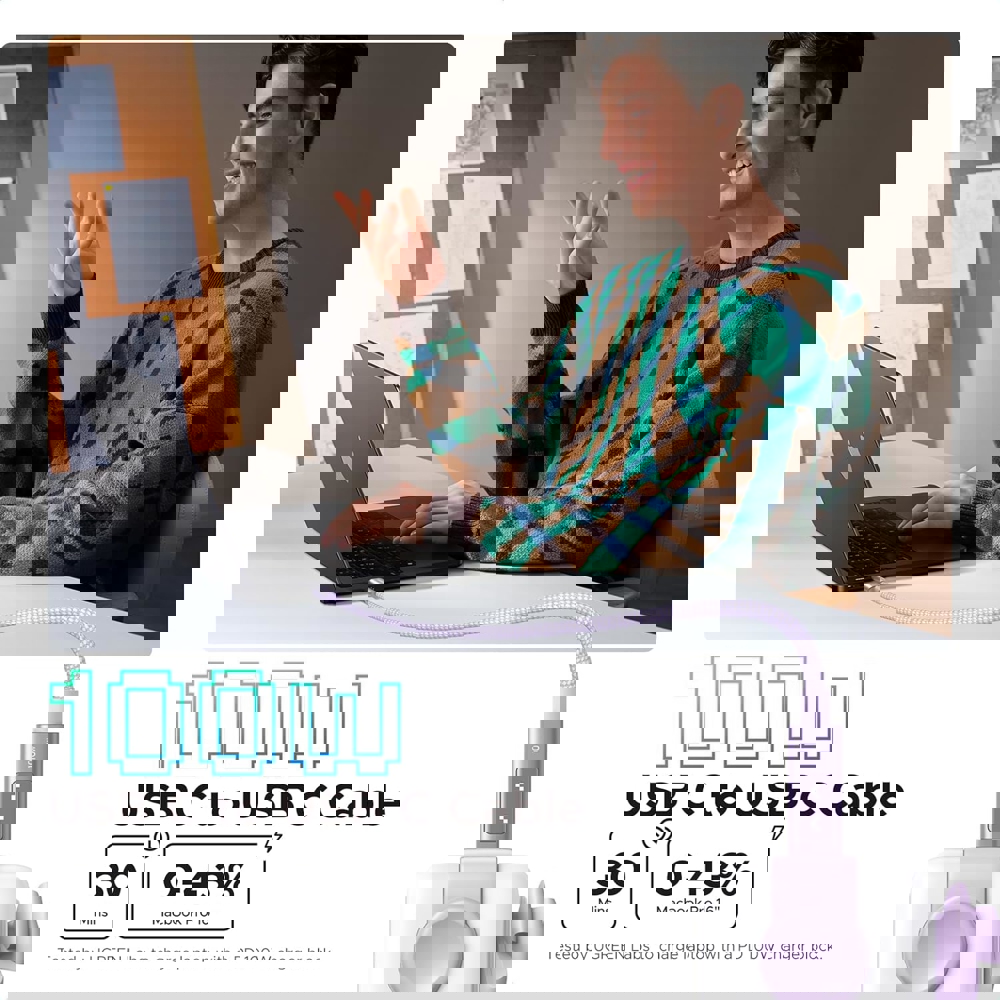 Type-C to Type-C Fast Charging Cable UGREEN Uno L509 (65216), 100W, 2M, Purple