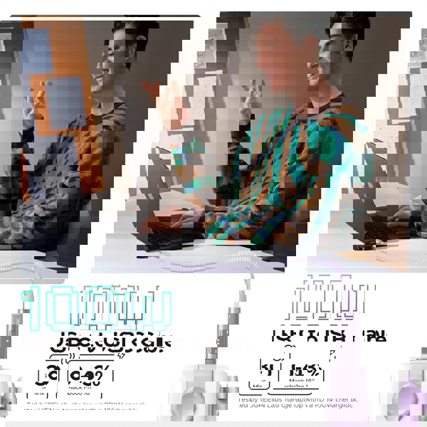 USB კაბელი UGREEN Uno L509 (65092), 100W, Type-C to Type-C Fast Charging Cable, 1M, Purple