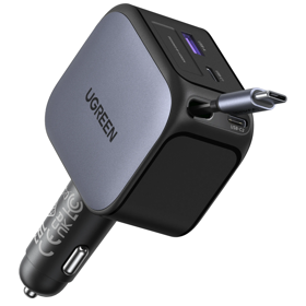 Car Charger With Retractable Type-C Cable UGREEN EC604 (55910B) Nexode, 145W, Grey