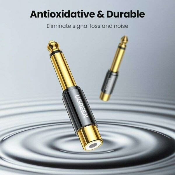 6.35mm Male to RCA Female Adapter UGREEN AV169 (80731), Black/Gold