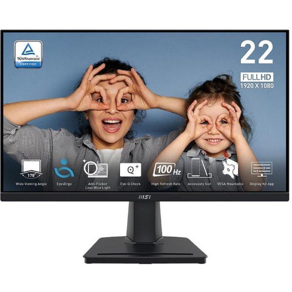 Monitor MSI 9S6-3PE0CM-001 PRO MP225V, 21.45", FHD, VA, HDMI, VGA, Black