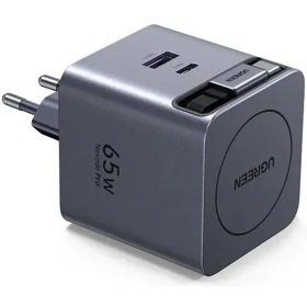 GaN Fast Charger With Retractable Cable UGREEN X614 (65822), 45W, Type-C, USB, Grey