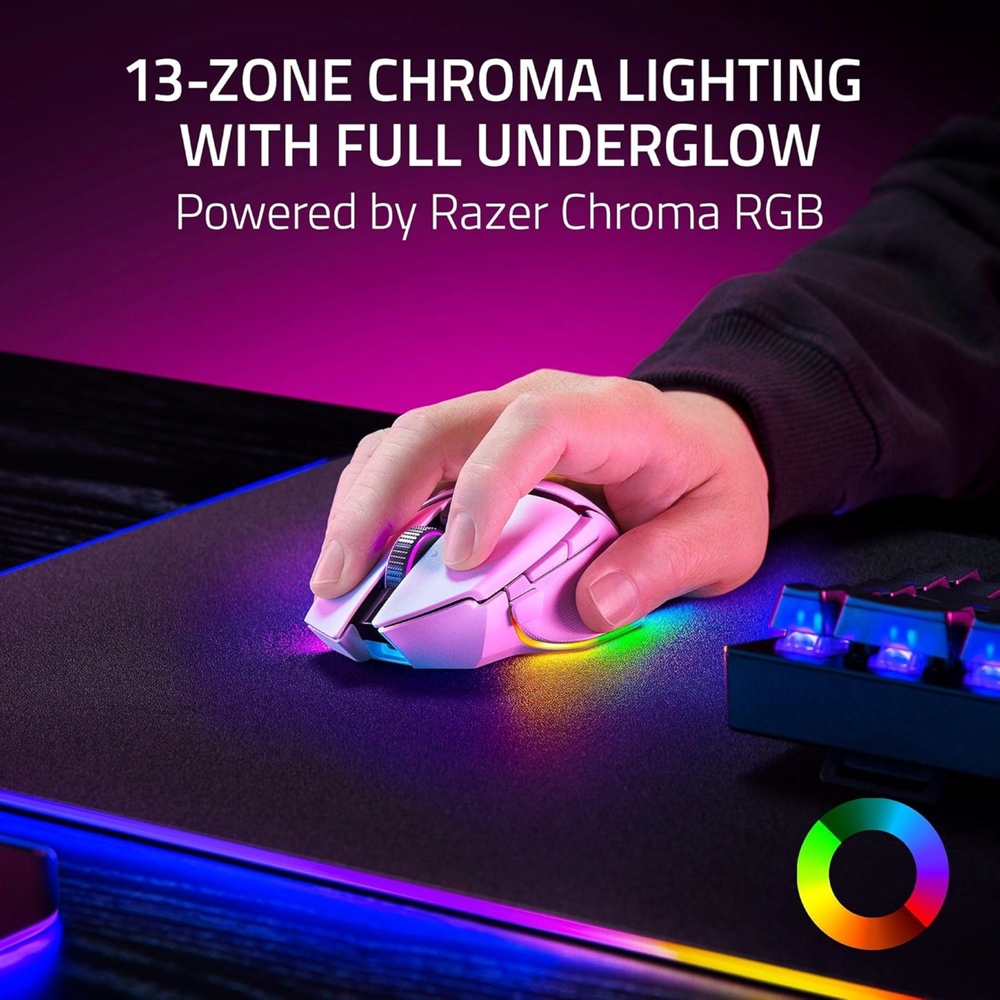 Gaming Mouse Razer RZ01-05240200-R3G1 Basilisk V3 Pro 35K, Wireless, Bluetooth, USB, White