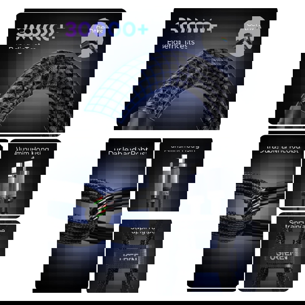 Type-C to Type-C PD Fast Charging Cable UGREEN L532 (65907), 240W, 1m, Grey/Black