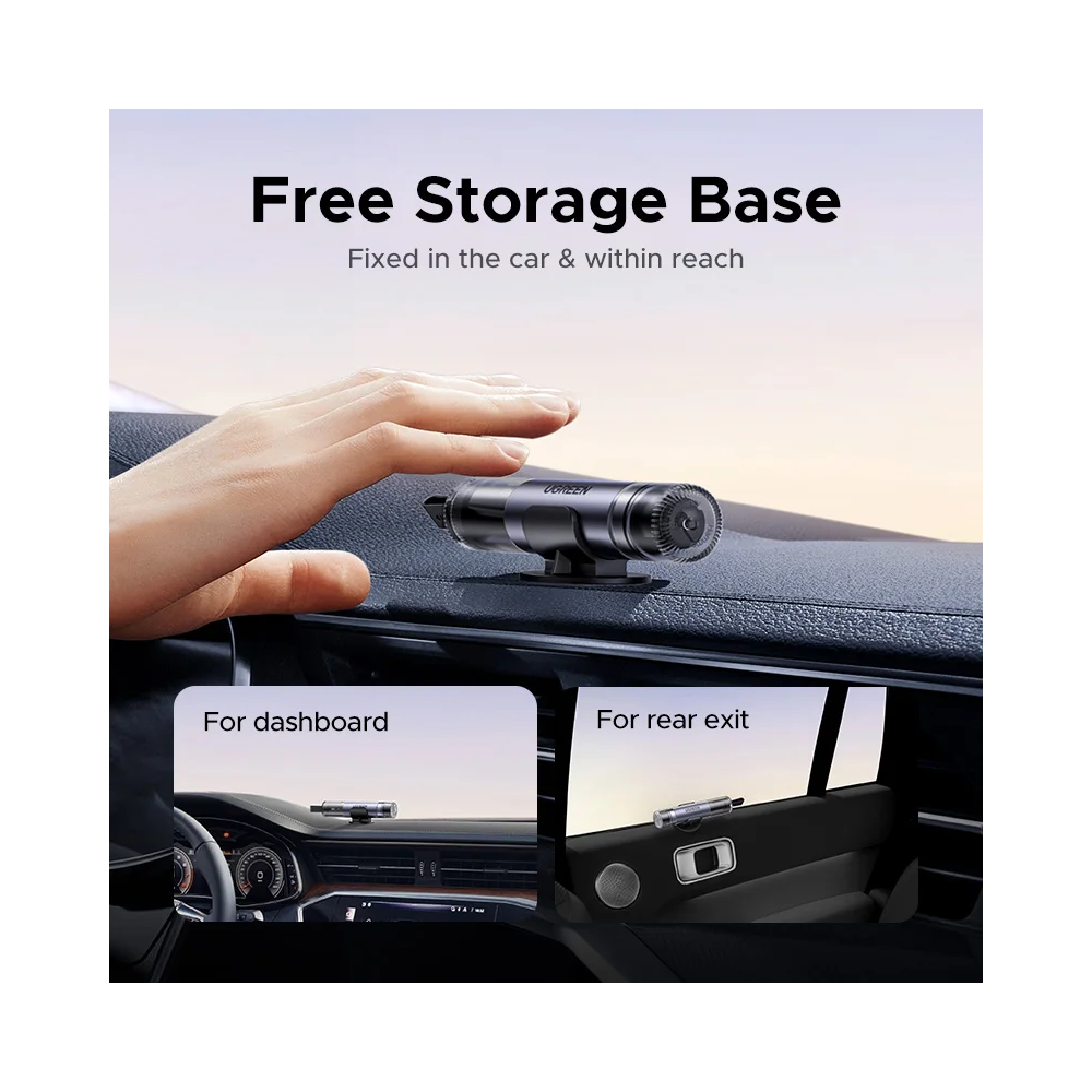 ავტომობილის უსაფრთხოების ჩაქუჩი UGREEN LP821 (35347), Car Safety Hammer, Grey/Black