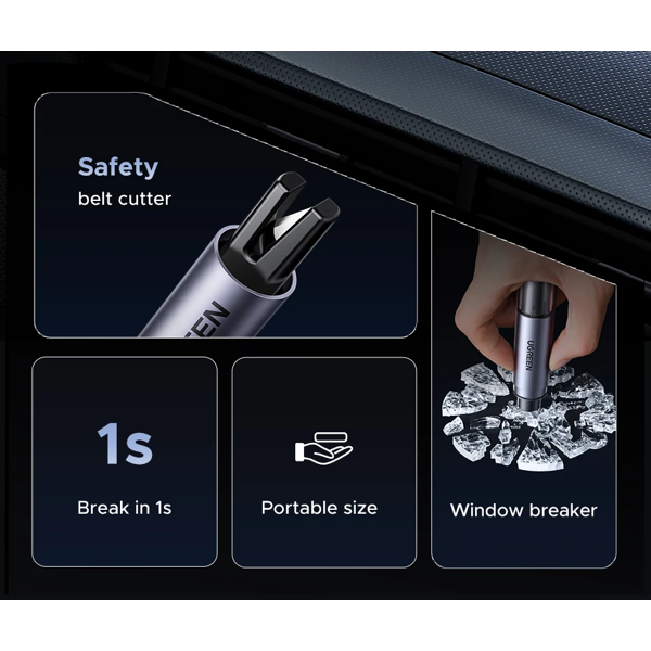 Car Safety Hammer UGREEN LP821 (35347), Grey/Black