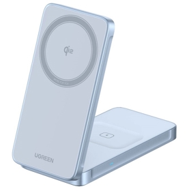 უსადენო დამტენი UGREEN W756 (55963) MagFlow, 25W, 2-in-1 Magnetic Wireless Charger, Blue