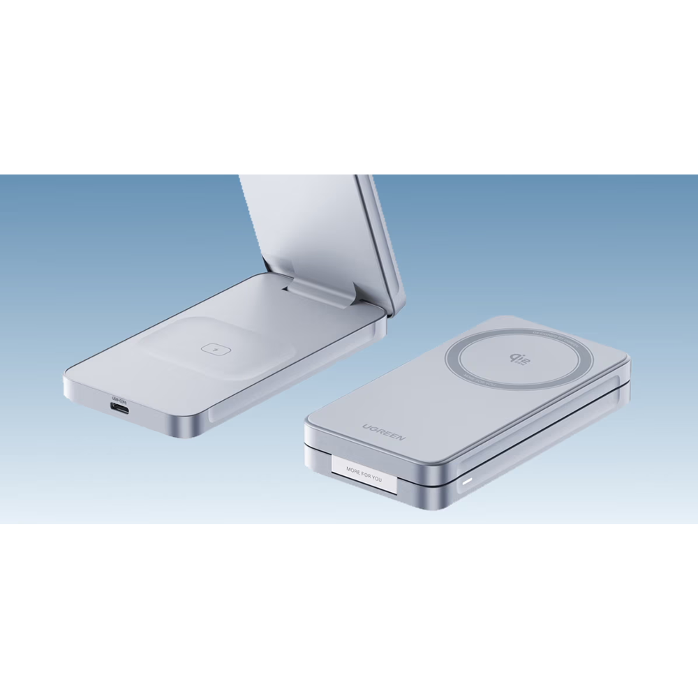 2-in-1 Magnetic Wireless Charger UGREEN W756 (55963) MagFlow, 25W, Blue