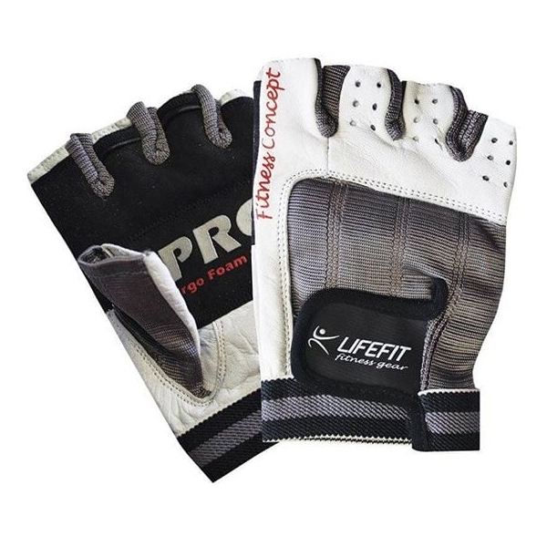 Workout Gloves Lifefit FITNESR-PRO-S, S, Grey/White