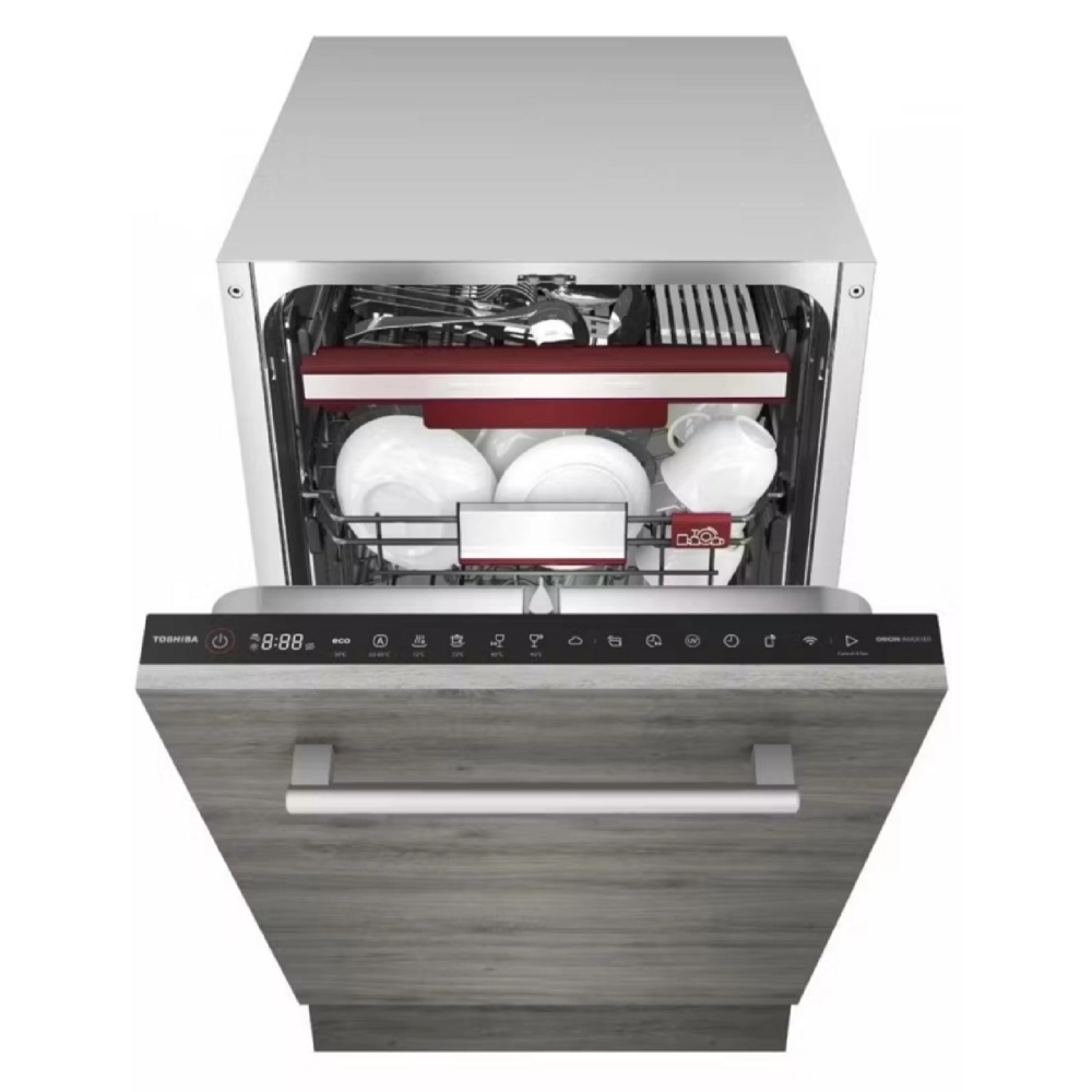 ჩასაშენებელი ჭურჭლის სარეცხი მანქანა Toshiba DW-10B3(B)-CIS, A, 44dB, Built-in Dishwasher, Silver