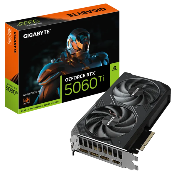 ვიდეო დაფა Gigabyte GV-N506TWF2-16GD WindForce, GeForce RTX5060Ti, 16GB, 128Bit, DP, HDMI, Black