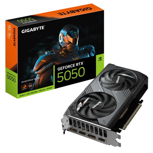 ვიდეო დაფა Gigabyte GV-N5050WF2OC-8GD WINDFORCE OC, GeForce RTX5050, 8GB, 128Bit, DP, HDMI, Black