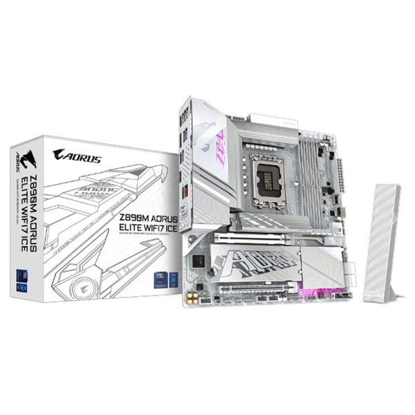 დედა დაფა Gigabyte 9MZ89ML7E-00-G10 Z890M AORUS ELITE WIFI7 ICE 1.0, LGA1851, DDR5 DIMM, 256GB