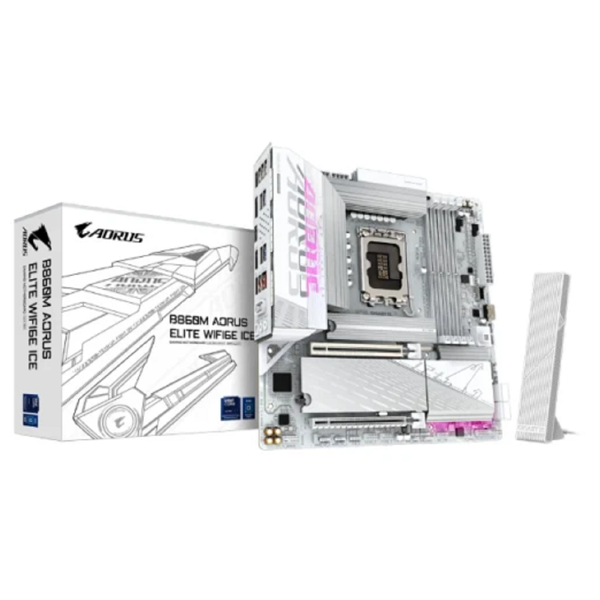 დედა დაფა Gigabyte 9MB86MLI6-00-G10 B860M AORUS ELITE WIFI6E ICE 1.0, LGA1851, DDR5 DIMM, 256GB