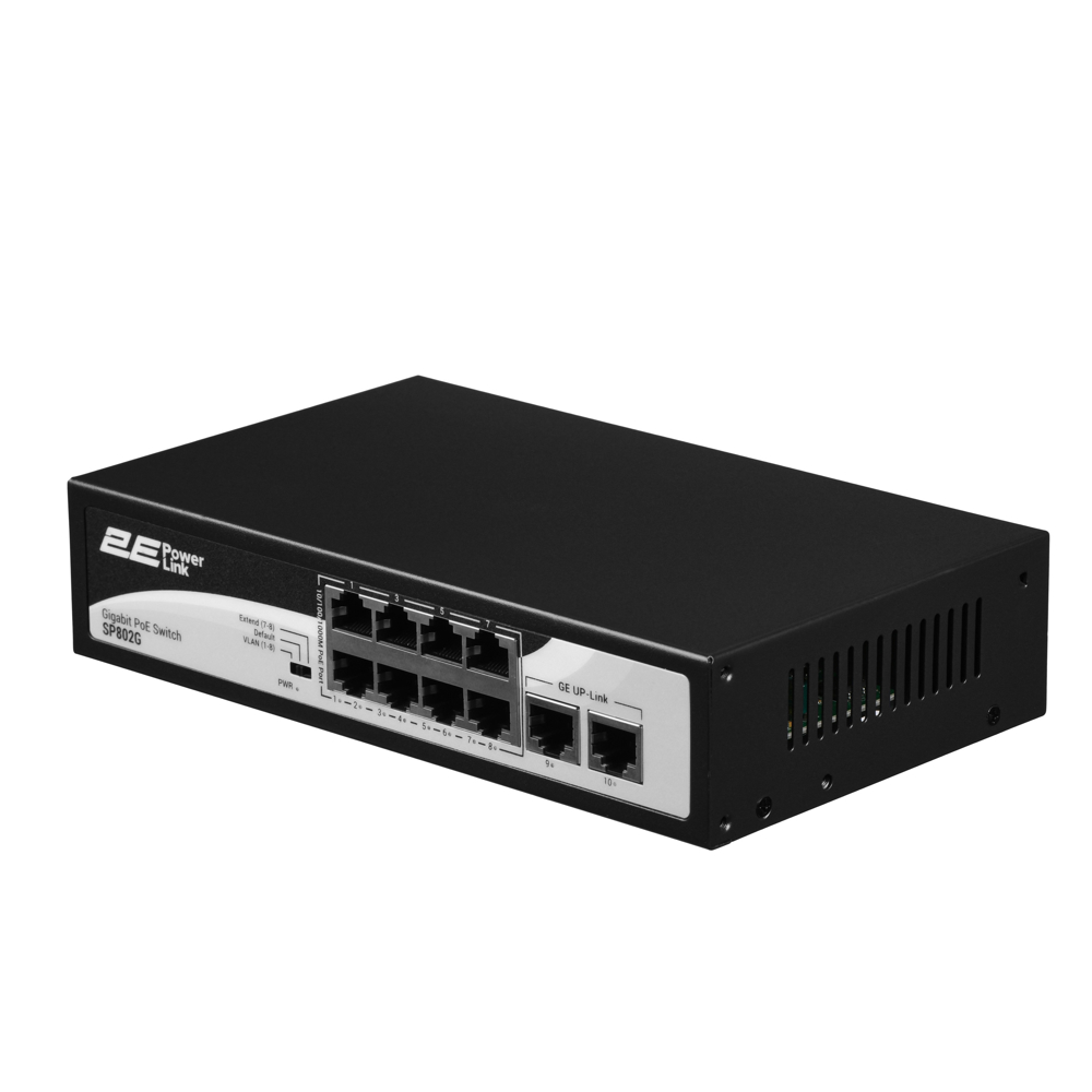 POE+Switch 2E 2E-SP802G-2 SP802G PowerLink , 16-Port Gigabit, Black